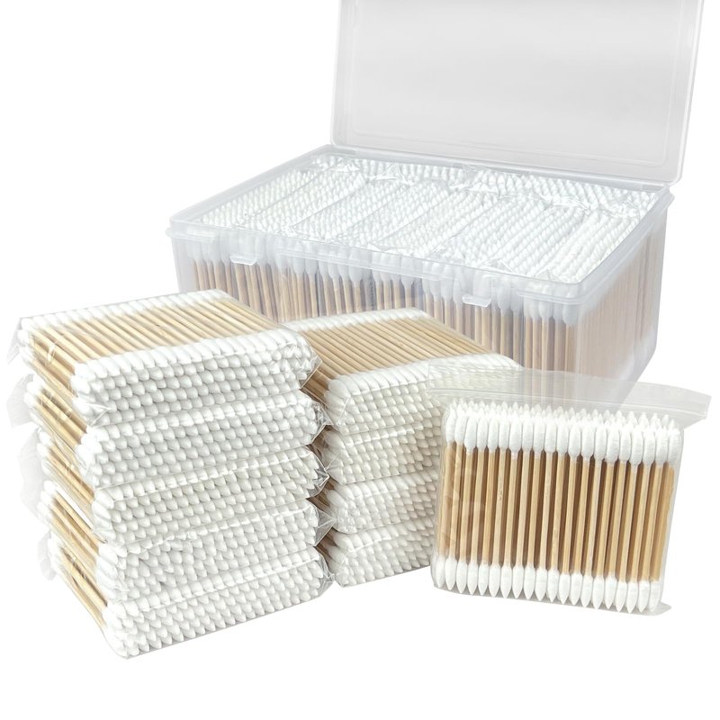 Garrelett Pointed Tip Cotton Swabs - 1000 Count Double Pointed Cotton Buds - Precision Tips with Bamboo Sticks for Makeup, Nail Tools, Personal Care - Soft and Hypoallergenic for Skin