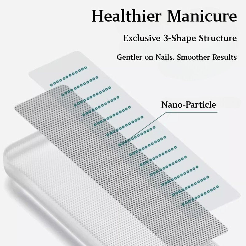 FANSOUL Nano Glass Nail File And Buffer 3 Pack Set for Natural Nails - Glass Nail Files with Round, Pointed, Square Heads for Shaping & Polishing, Manicure Tools for Healthy Nails, Gift Idea for Women