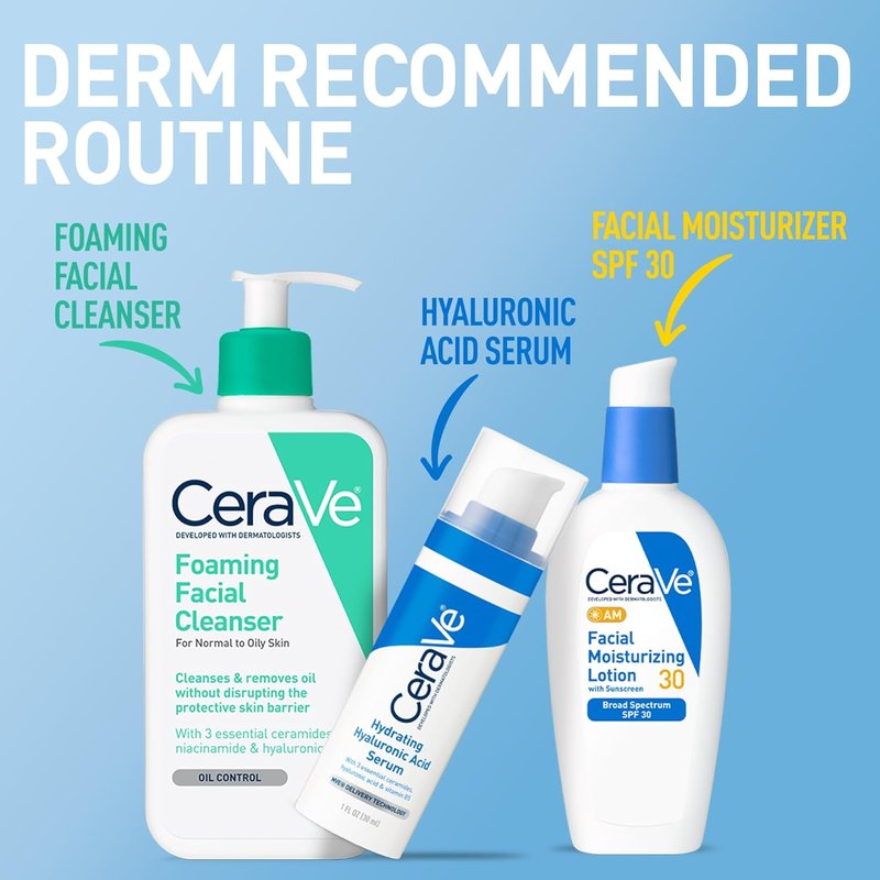 CeraVe AM Facial Moisturizing Lotion - Oil-Free SPF 30 with Hyaluronic Acid & Niacinamide | 3 Ounce