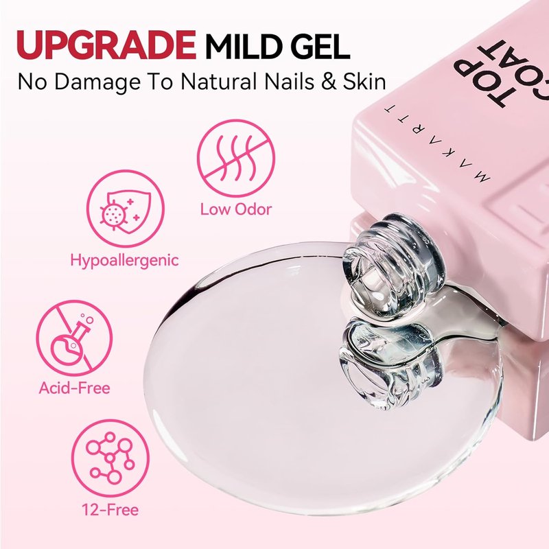 Makartt Gel Top Coat - 15ml No Wipe Formula for Long-Lasting High Gloss Finish | Clear Gel Polish for DIY Nail Art
