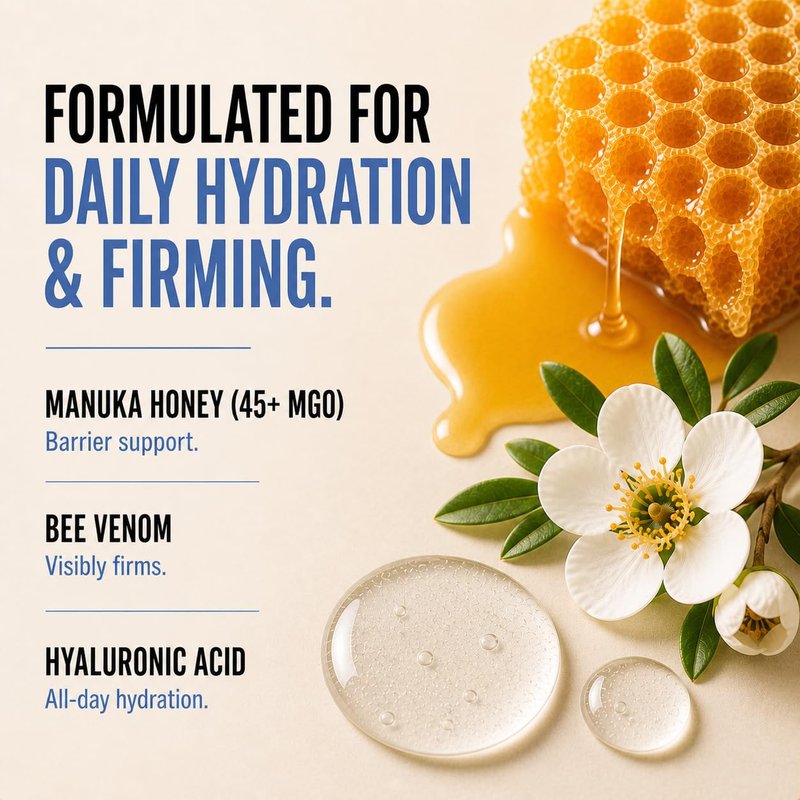 Anti-Aging Face Cream with Bee Venom & Manuka Honey - Firming Moisturizer with Hyaluronic Acid & Vitamin C | 2oz