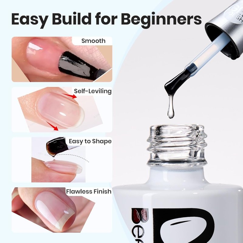 Beetles HEMA-Free Builder Nail Gel - Clear Strengthening Gel for Weak Nails | Long-Lasting DIY Nail Extensions