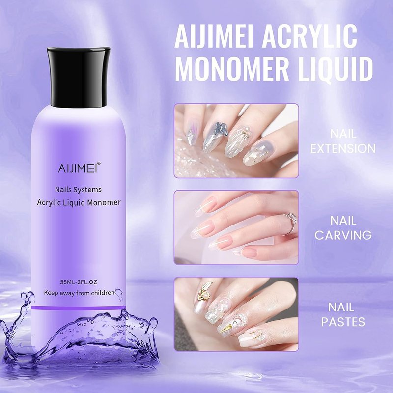 Acrylic Monomer Acrylic Liquid 58ml 2OZ Acrylic Liquid Monomer For Acrylic Powder Acrylic Nail Liquid Monomer For Acrylic Nails Acrylic For Nails Powders & Liquids Acrylic Nail Powder And Liquid