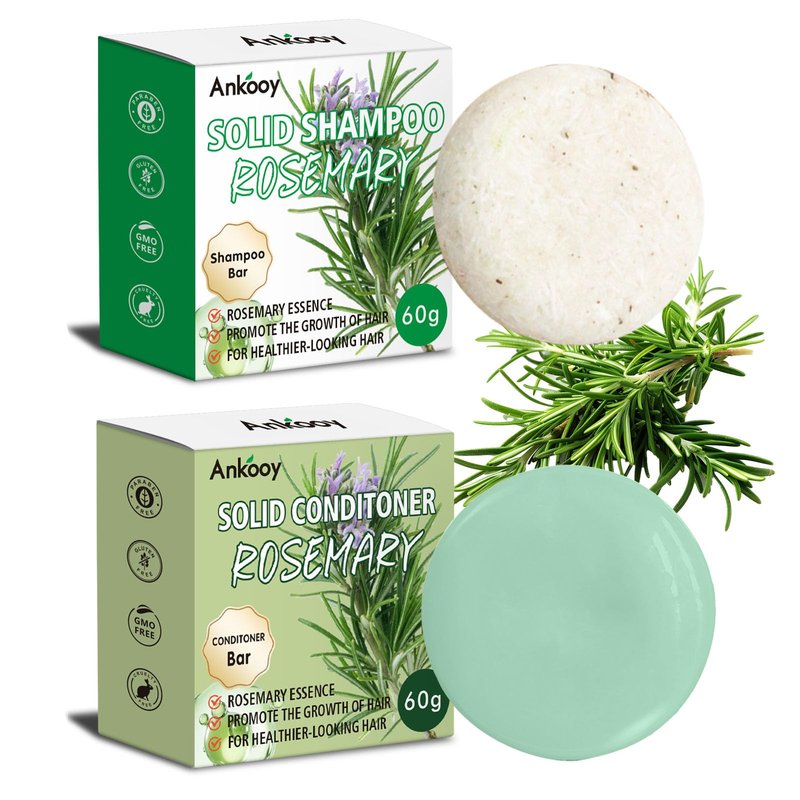 2 Pack Rosemary Shampoo and Conditioner Set for Men and Women,Rosemary Oil for Hair Growth Shampoo and Conditioner Bar,Strengthening,Thickening & Volumizing,Deep Cleansing for Scalp,Reduces Hair Loss