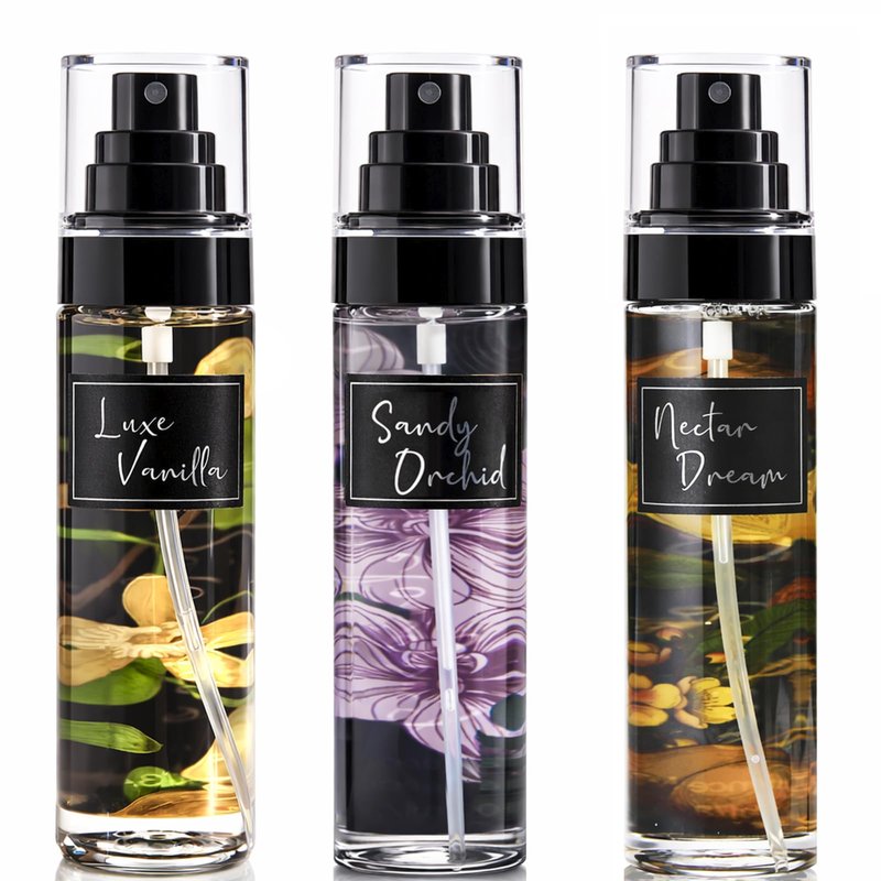 AQUA BLANCE 3-Pack Vanilla Body Spray for Women, Travel Size Fragrance Mist Set with Luxe Vanilla, Nectar Dream & Sandy Orchid, Long Lasting Body Mist for Travel & Gym, 3.4 fl oz Each