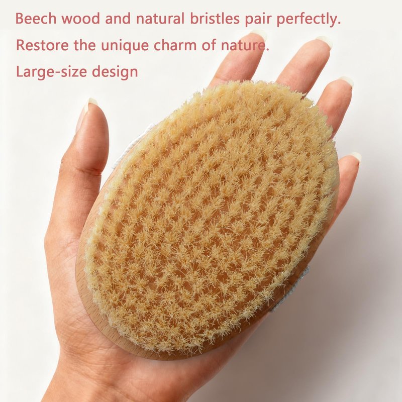 EnamelEVO Dry Brush with Natural Boar Bristle, Exfoliation Oval Body Brush for Women, Lymphatic Drainage with Anti-Slip Strap(1 Pack)