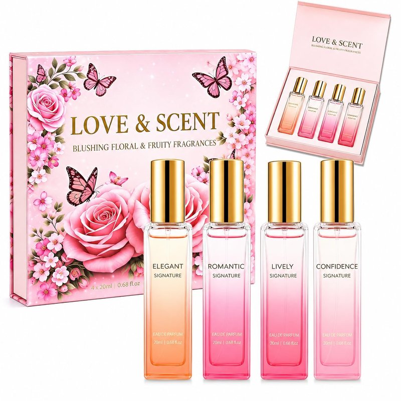 Jsykt Mini Perfume Set for Women – 4PC Travel Size Perfume Set, Summer Fresh Floral Fruity Fragrance Variety, Small Cute Perfume Sampler, Gifts for Women, Girlfriend & Mom Fl.oz