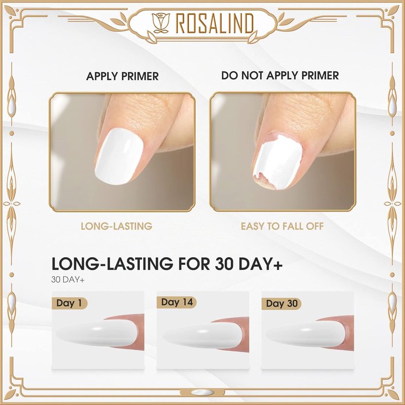ROSALIND Nail Primer & Base Coat Set - 4 PCS 10ML Quick Drying Glossy & Matte Gel Polish for Long-Lasting DIY Nail Art