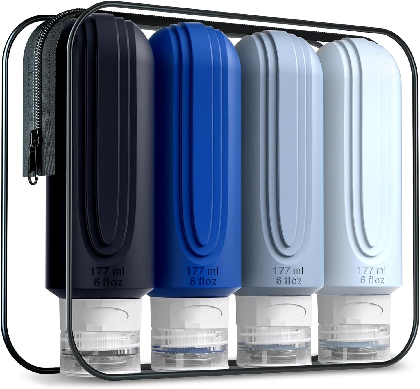 Travel Bottles for Toiletries - 6oz BPA-Free Leak-Proof Containers | Refillable Liquid Travel Accessories Set (4 Pack)