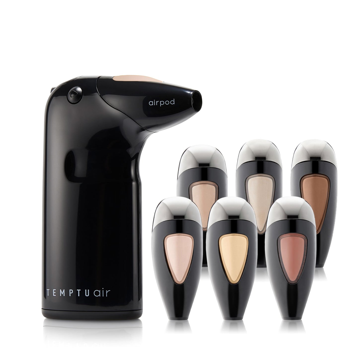 TEMPTU Air Discovery Airbrush Makeup Kit For Beginners, Personal, Or Professional Use, 8-Piece, Pre-Filled Airpod Makeup Essentials Set - Semi-Matte, Natural Finish, Fair/Light