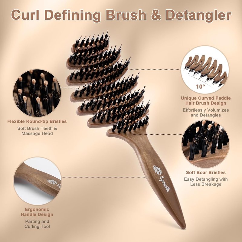 Boar Bristle Hair Brush - Ultimate Smoothing Detangler for Fine Hair | Gentle Scalp Massage, Perfect Gift