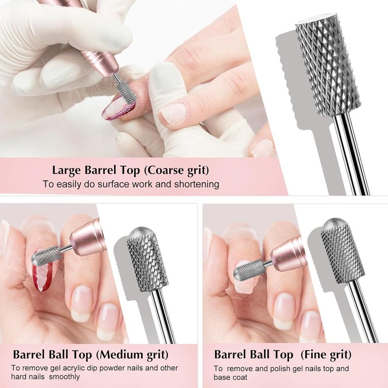 Nail Drill Bits Set - 7 Pcs 3/32 Inch Shank for Acrylic & Gel Nails | Nail Art Tools for Manicure & Pedicure