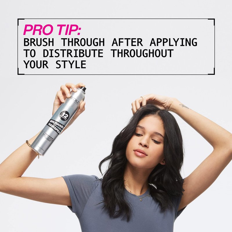 Redken Brushable Hairspray 12 | For All Hair Types | Protects Against Frizz & Humidity | 10.4 Oz