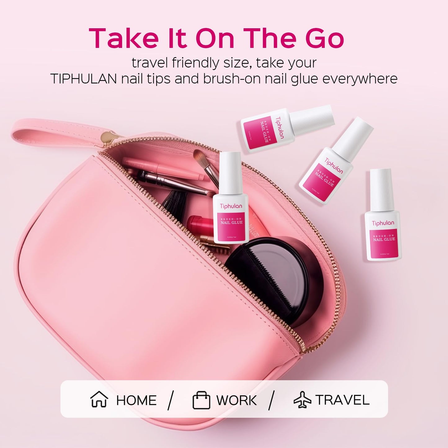 TIPHULAN 7ml Brush On Nail Glue for Press On, Acrylic Nails - Super Strong, Durable & Long-Lasting, Mess Free, Travel Friendly, 0.23 oz