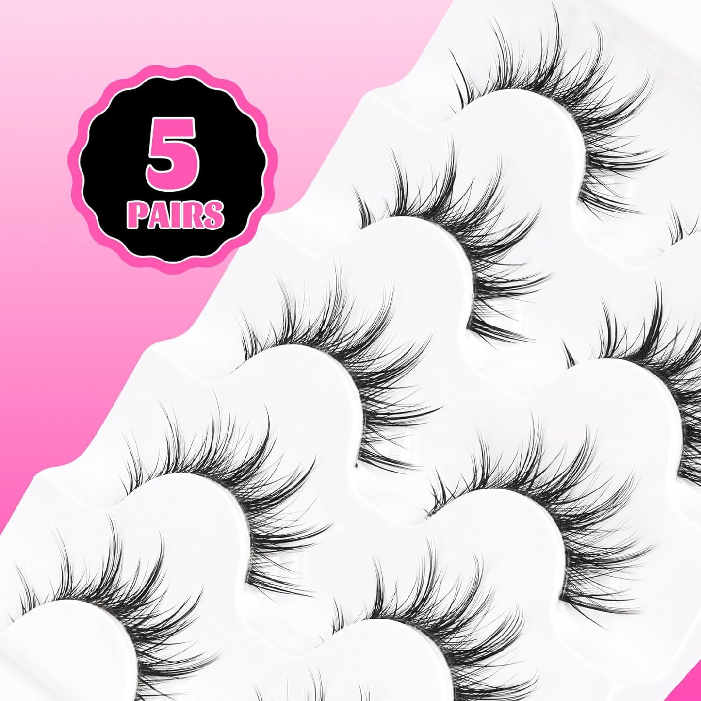 Veleasha Spiky False Eyelashes - 100% Handmade, Lightweight & Natural Look | 5 Pairs (009)