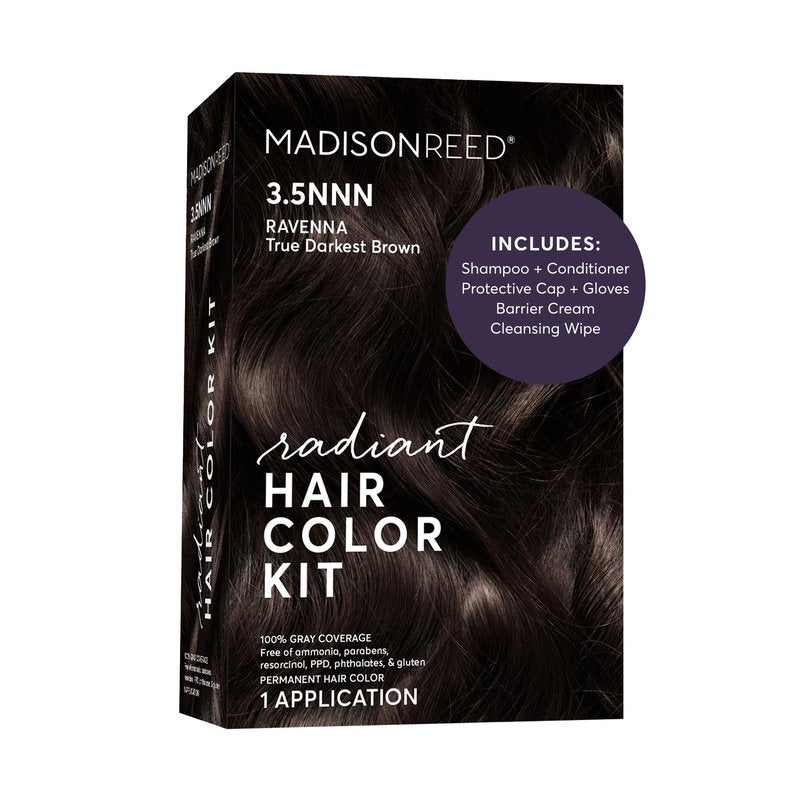 Madison Reed Radiant Hair Color Kit - 3.5NNN Darkest Brown-Black (Ravenna Brown), 100% Gray Hair Coverage Permanent Hair Dye for Resistant Grays | PPD-Free & Ammonia-Free, 1 Pack