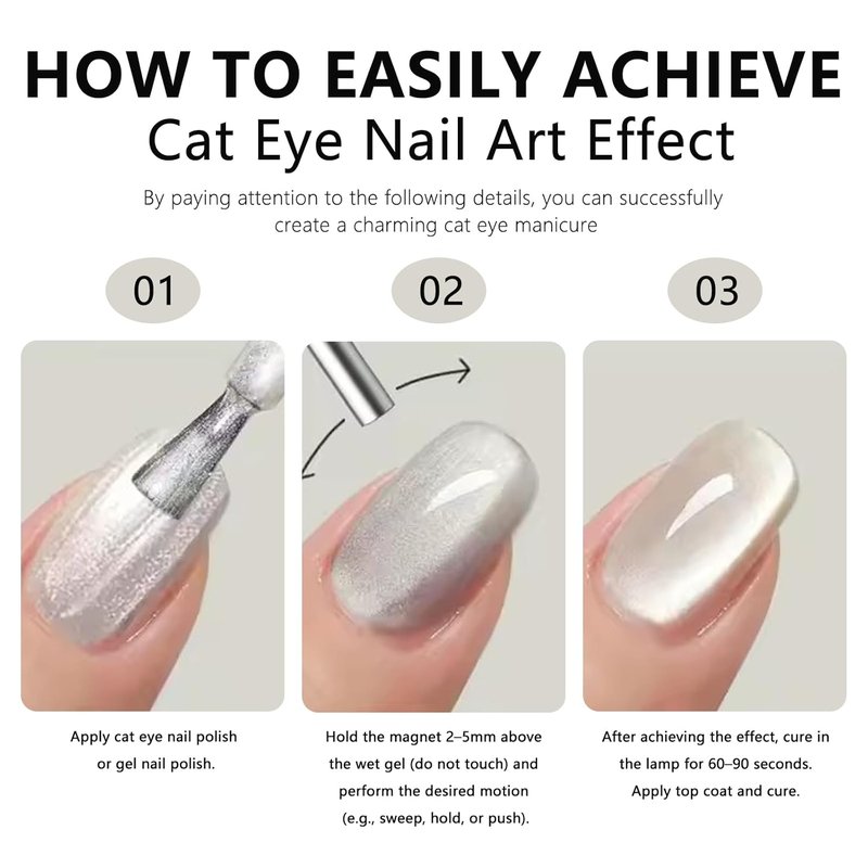 Skiennix Cat Eye Nail Magnet Tool Set - 46Pcs Double-Head Magnets & Round Beads for DIY Manicure