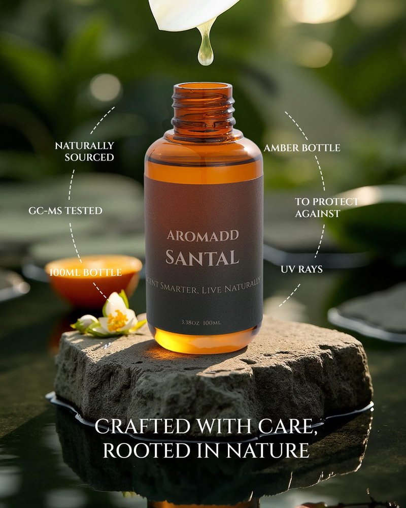 Aromadd Aromadd Santal Diffuser Oil Inspired by Luxury Hotel Scent, Essential Oils for Waterless Diffuser, Warm Sandalwood & Amber Aroma, Long-Lasting & Natural Home Fragrance - 3.38 fl oz (100 mL)