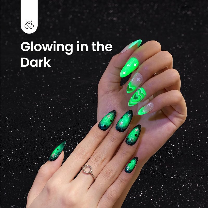 Beetles Gel Nail Polish - Luminous Green Glow in the Dark | Soak Off UV LED Nail Art 0.5oz