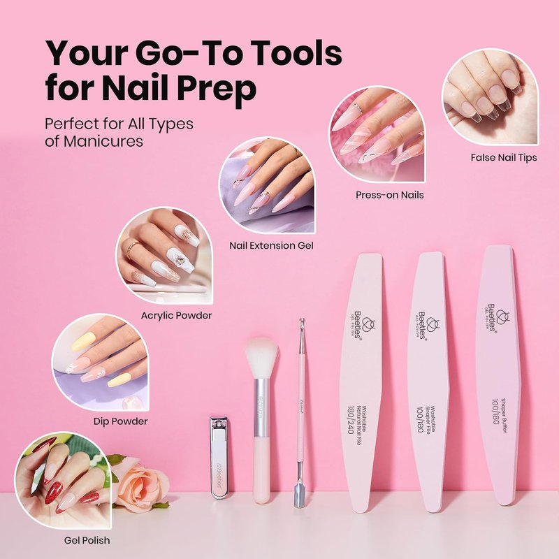 Beetles Nail Prep Kit - Dehydrator, Primer & Cuticle Oil | 4PCS 7.5ML Manicure Tools Set