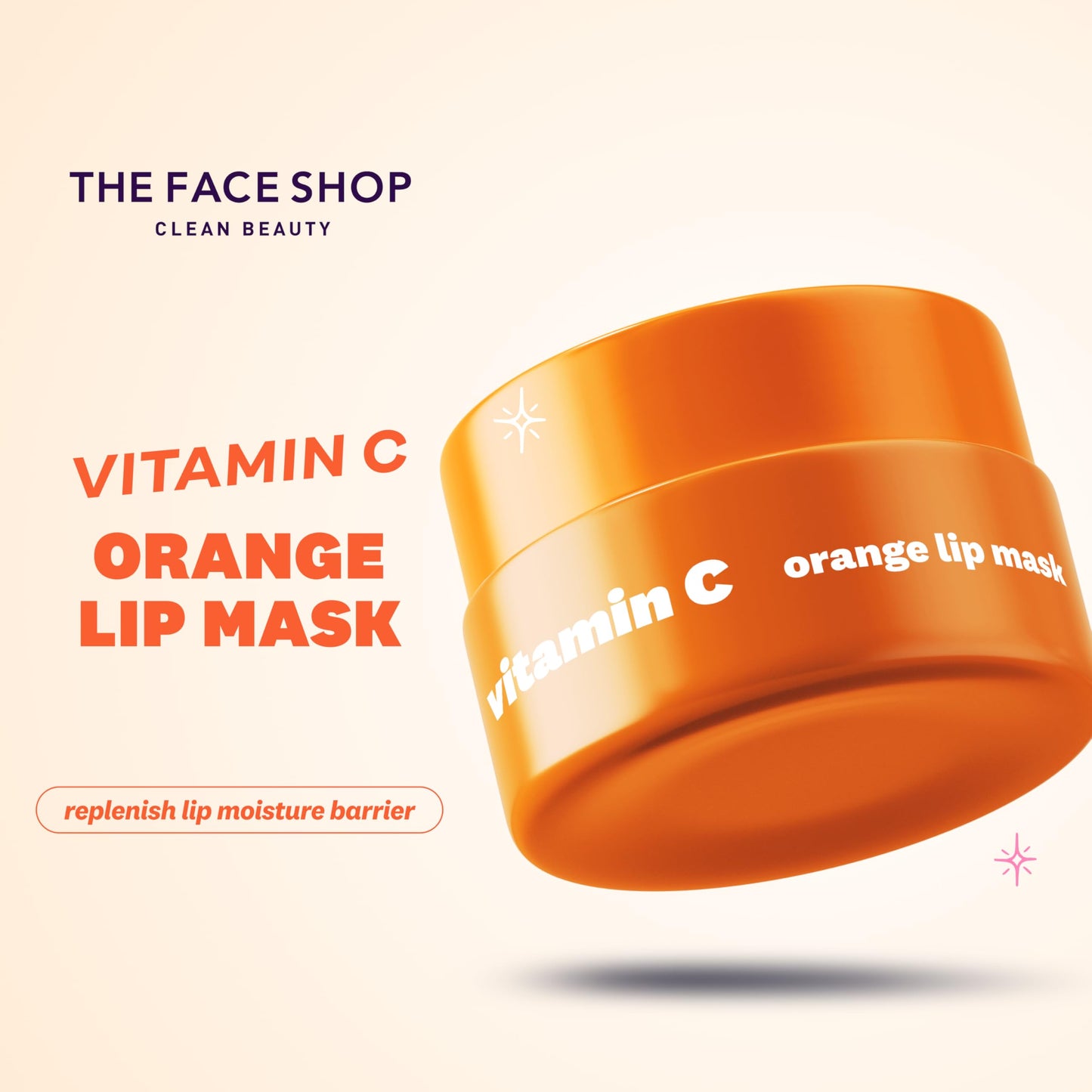 THE FACE SHOP Vitamin C & Orange Lip Mask, Revitalizing & Moisturizing Lip Balm, Lip Sleeping Mask, Korean Skin Care