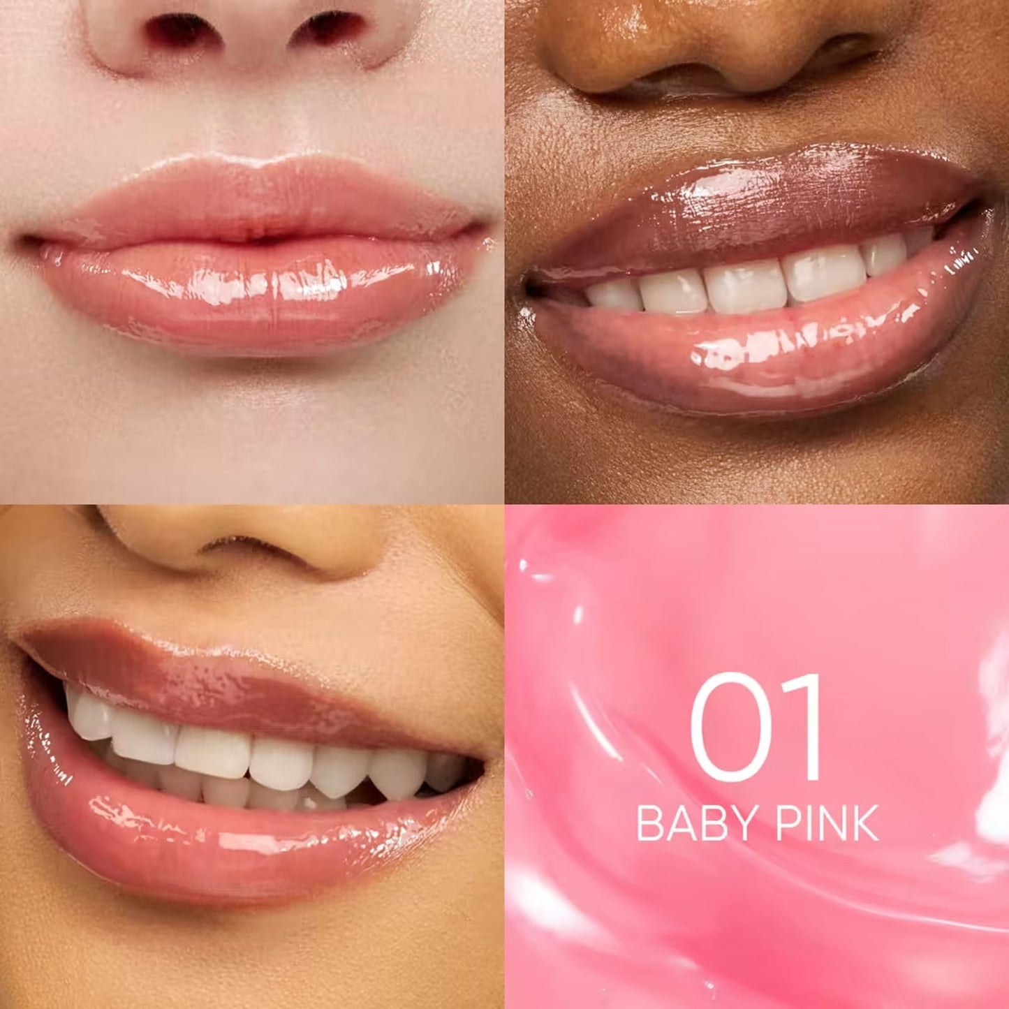 SKINTIFIC Peptide Brightening Lip Serum(01U Baby Pink-Update), Hydrating & Plumping Tinted Lip Gloss, Moisturizing Lip Balm with Polypeptides & Squalane for Glossy Sheer, Less Sweet