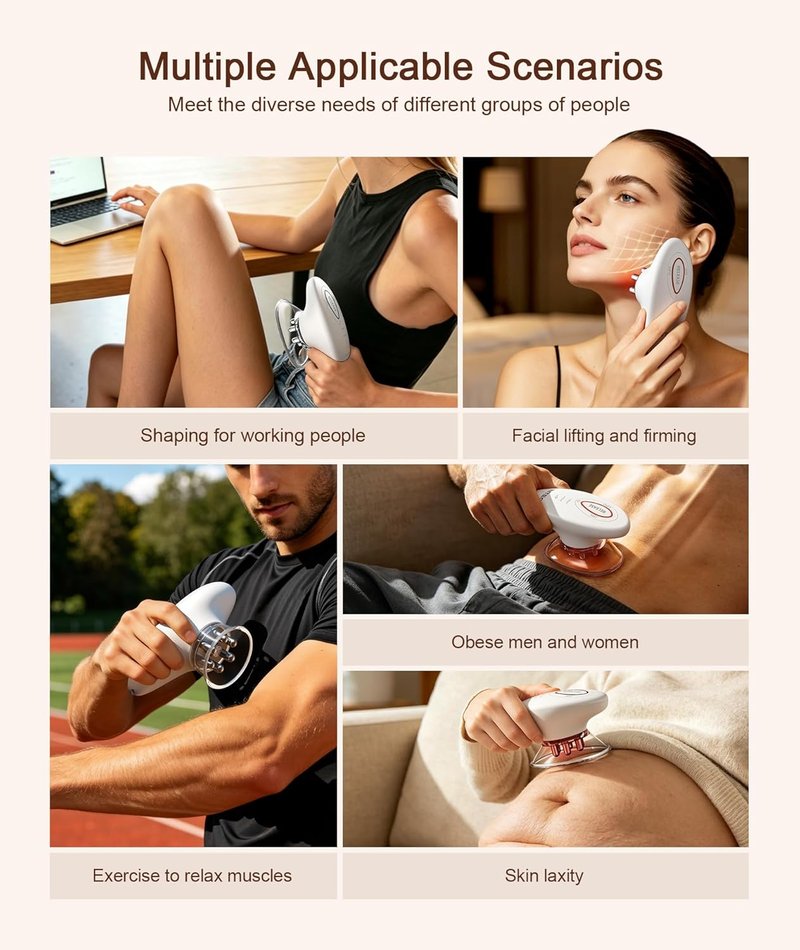 INTEO 3 in 1 Face & Body Sculpting Machine - Rechargeable Contouring Device with Red Light Therapy | Home Spa Essential