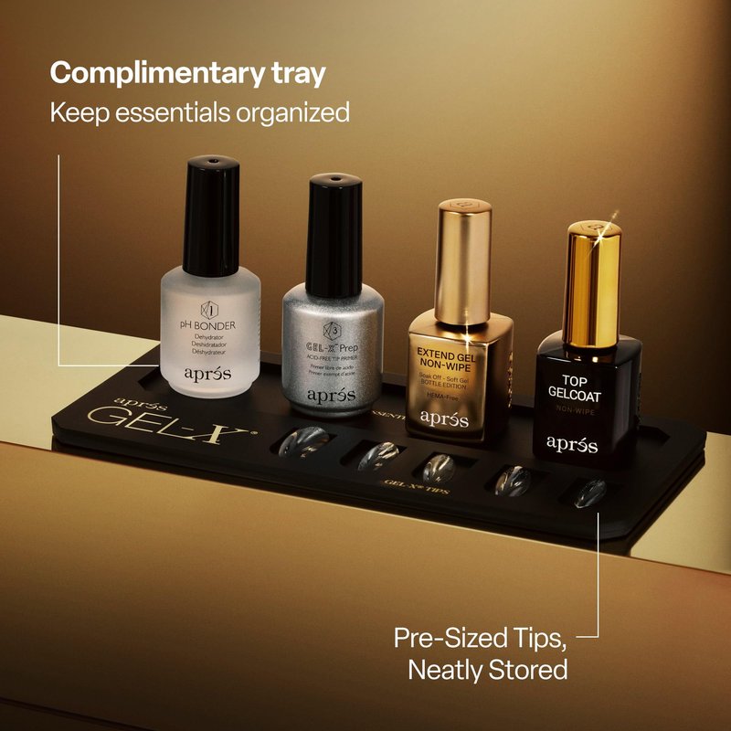Aprés Gel-X Professional Nail Extension Starter Kit, 14 Sizes 00-9 w/ Half Sizes, Soft Gel-X Tips, HEMA/TPO-Free (Natural Coffin Long)