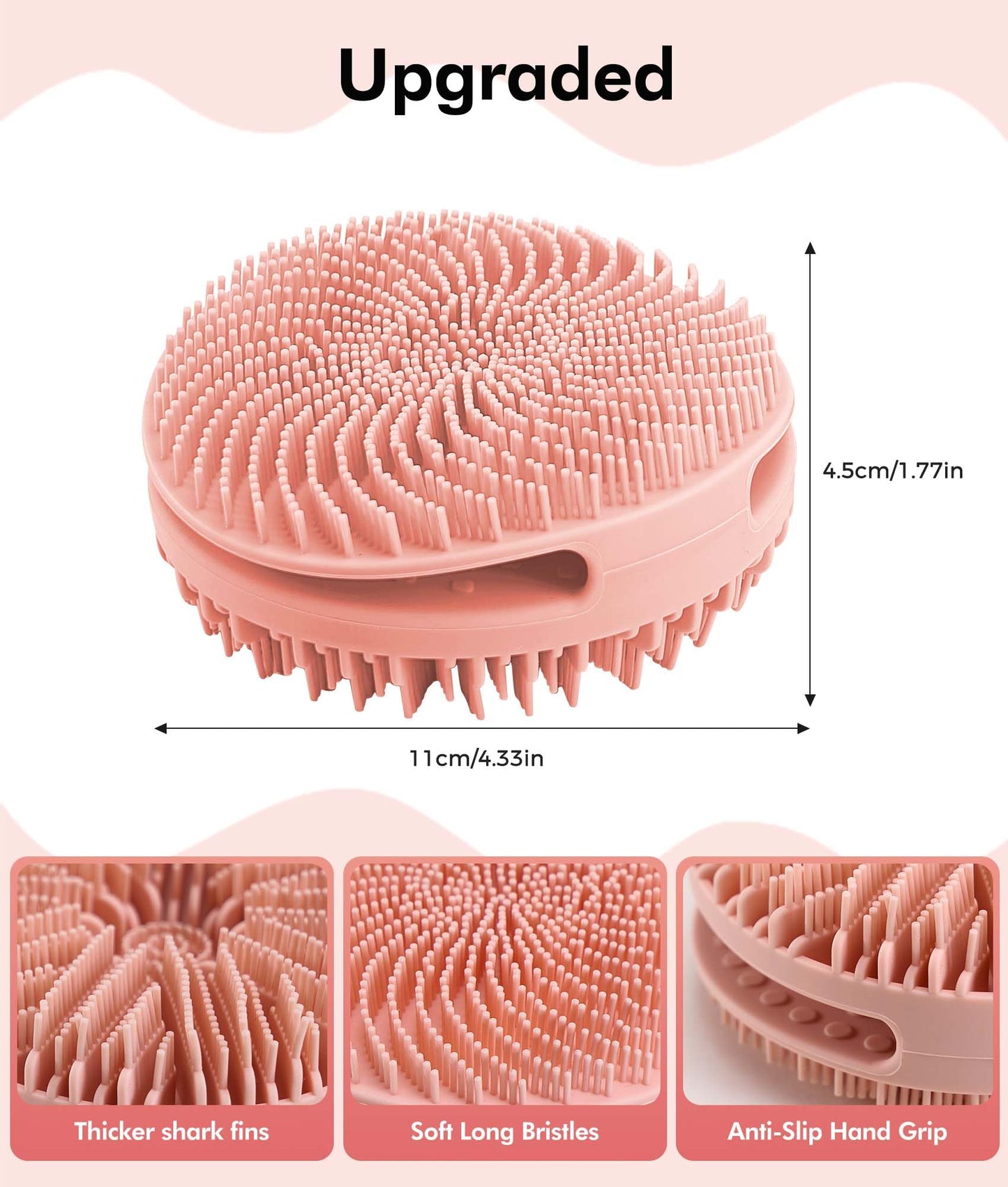 EaTubano Silicone Body Scrubber - 2 Pack Dual-Sided Exfoliating & Massage Scrubber for Women & Men, Rich Foaming Gentle Back Scrubber for All Skin Types (Pink+Grey)