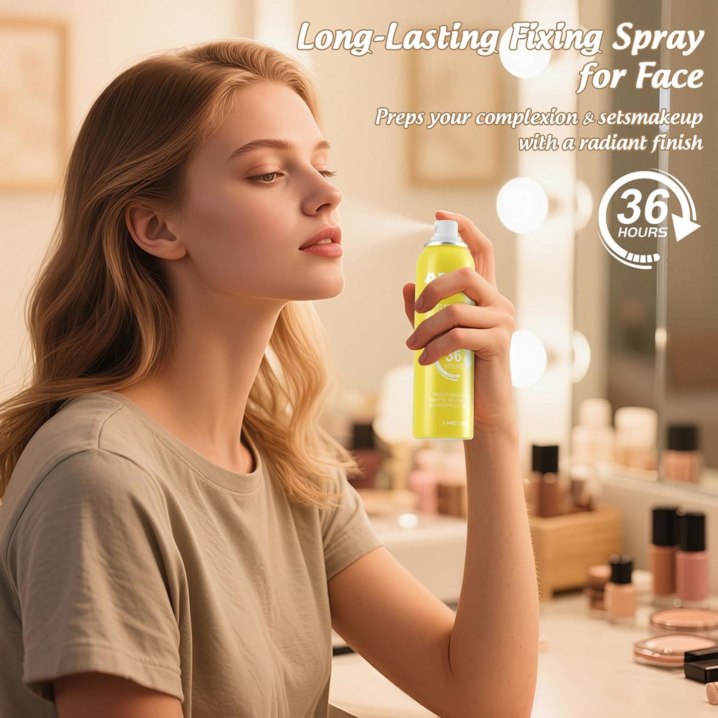 Skiennix Setting Spray - Long-Lasting Makeup Fixer with Vitamin C | Dewy Hydrating Mist, 4.44 oz