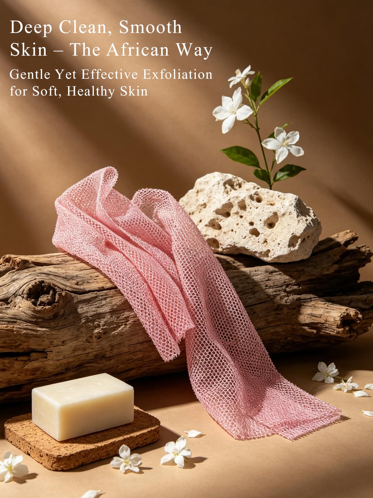 SPMKTBOZAI 4 Pack African Net Sponge, Authentic African Exfoliating Net Sponge for Body & Back, Extra Long Stretchable African Wash Cloth Bath Scrubber for Smooth Skin & Daily Shower