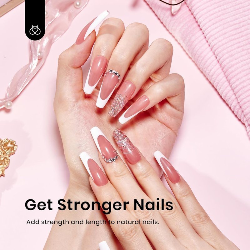 Beetles Builder Gel Set - 6 Colors Jelly Clear Pink & Nude | 8-in-1 Nail Extension & Thickening Gel for Beginners