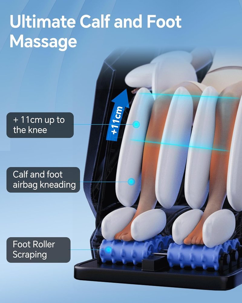 Skiennix Full Body Massage Chair - Zero Gravity 3D SL-Track Shiatsu with Rocking Sleep Mode, Black