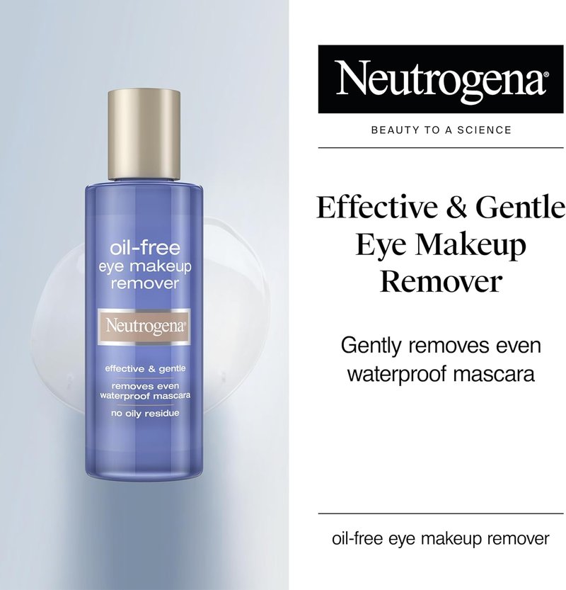 Neutrogena Gentle Oil-Free Eye Makeup Remover - Non-Greasy, Waterproof Formula | 5.5 fl. oz for Sensitive Eyes