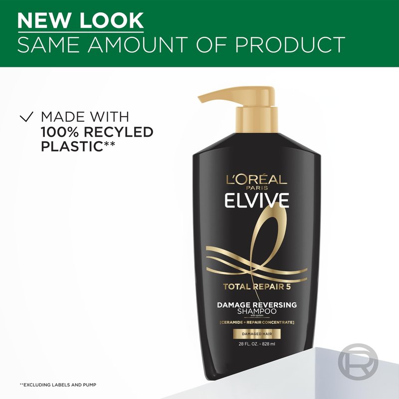 L'Oreal Paris Elvive Total Repair 5 Repairing Shampoo and Conditioner for Damaged Hair, 28 Ounce (Set of 2)