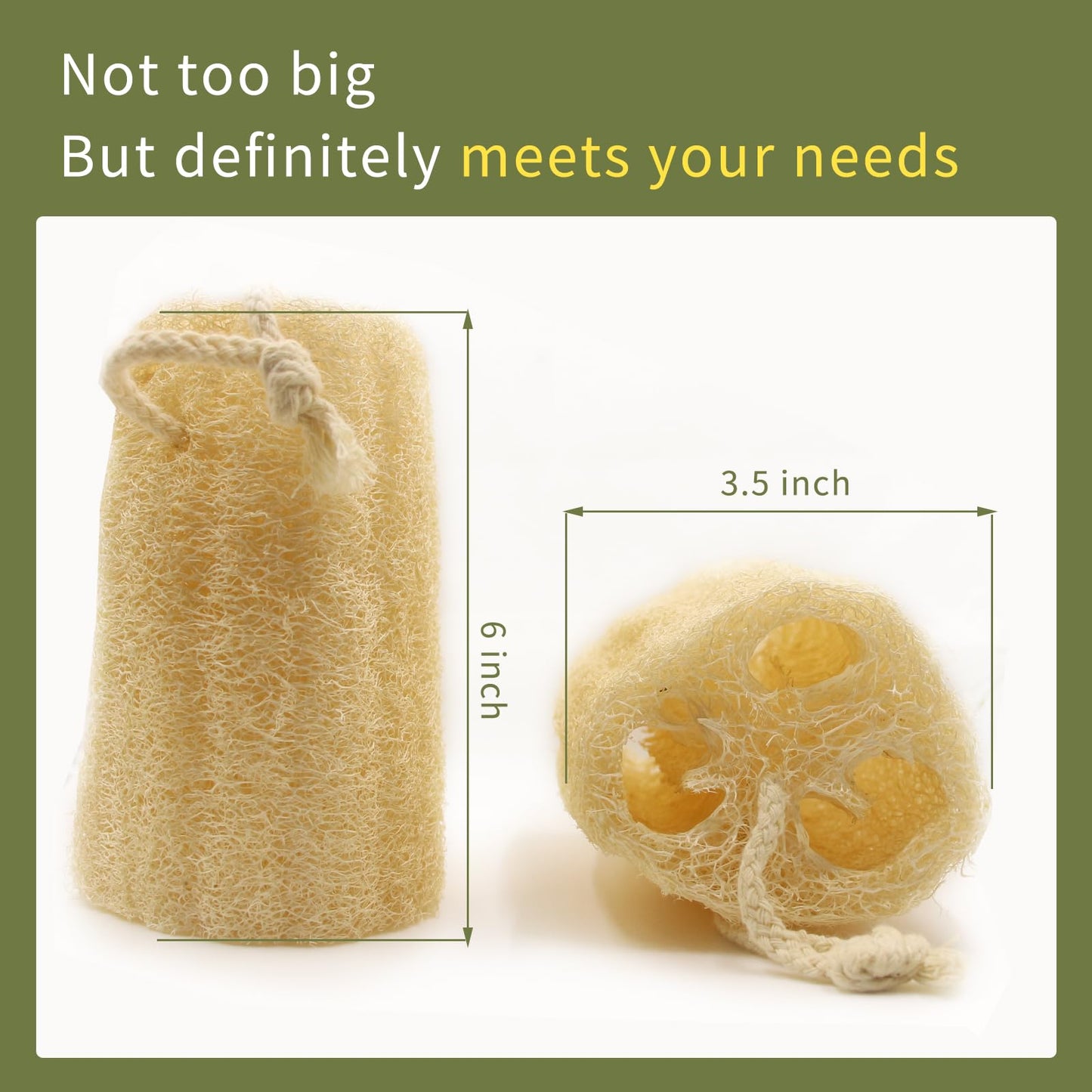 Natural Loofah Sponge Exfoliating Body Scrubber(6" Economical 4Pack),Organic Luffa for Women and Men in Shower
