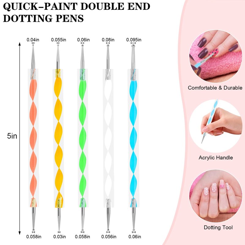 Ruetail Wax Pencil for Rhinestones, Upgraded Rhinestones Applicator Gem Crystals Picker Tool, Super Sticky Rhinestone Tool with 5Pcs Dual-ended Dotting Pens for Nail Art DIY Decoration (Pink)