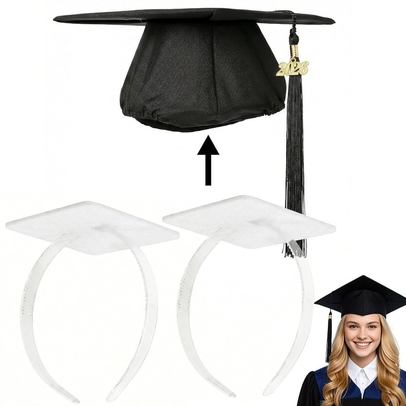 OCQOTAT Graduation Cap Headband - Secure Your Hat and Hairstyle | 2 Pack, Clear Design