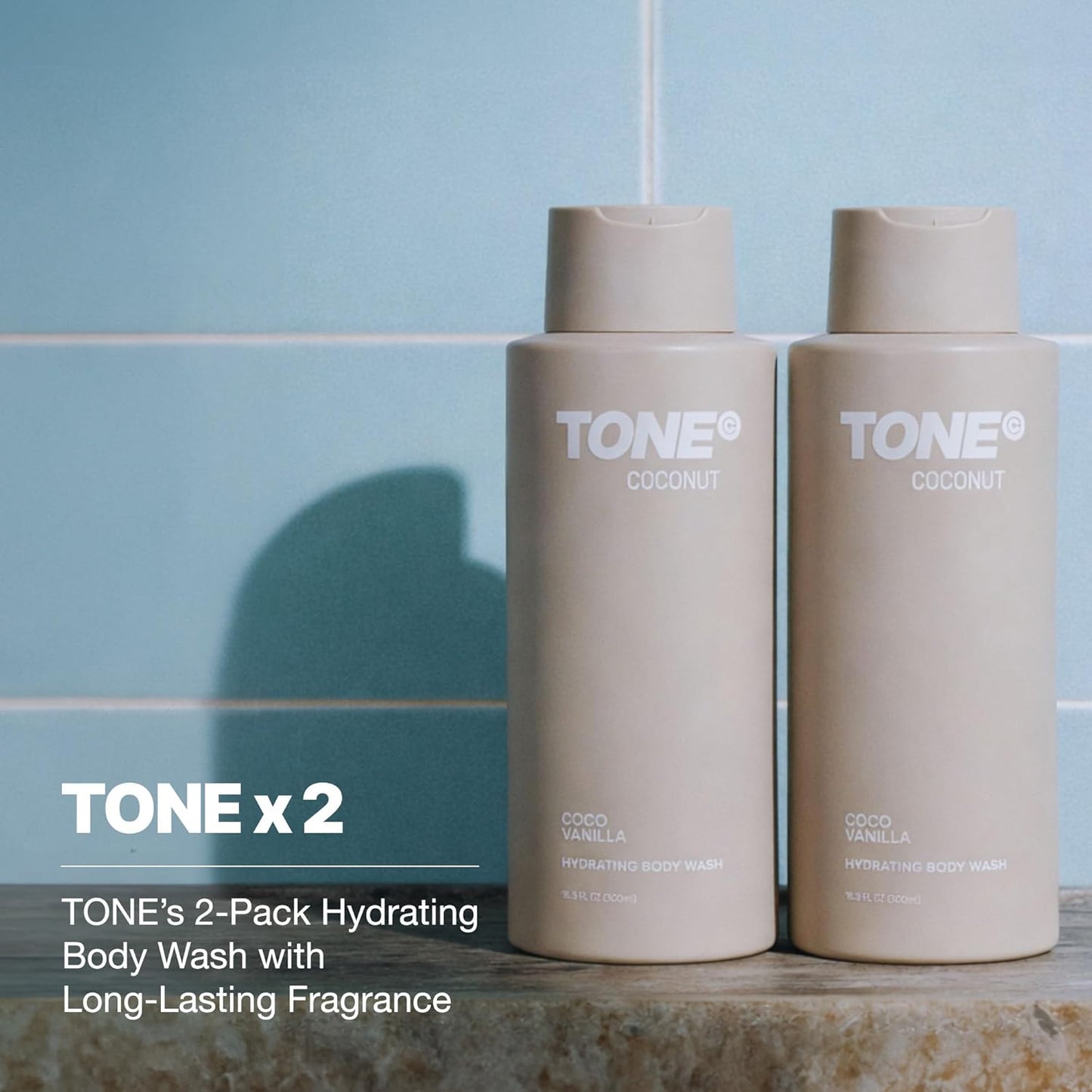 TONE Hydrating Body Wash - Coconut Cleansers for Clean, Moisturized Skin | 16.9 fl oz, 2 Pack