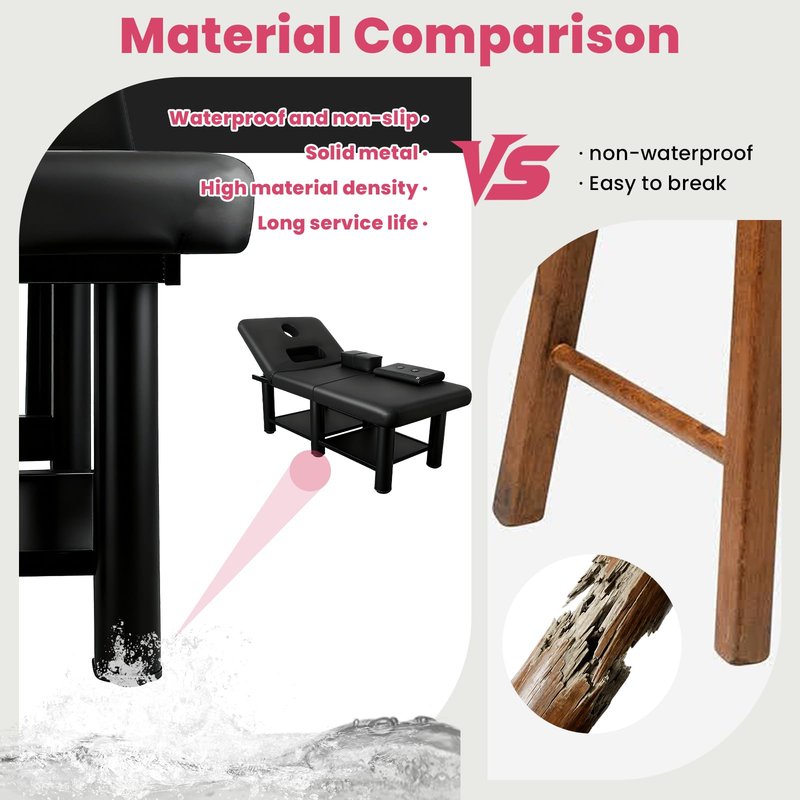 2000 Lbs Foldable Physical Massage Couch, 6 Square Legs Foldable Tattoo Bed with 5 Inch Thick Non-Slip Mat for Spa Footmassage Facial Carespa Tattoo