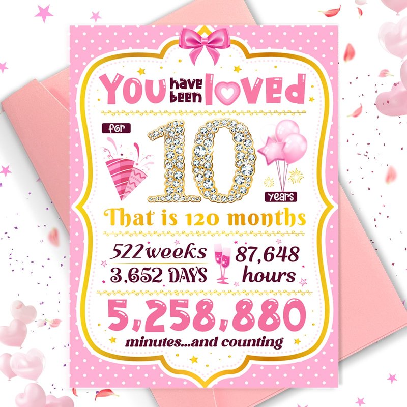 10th Birthday Card TSVATE 10 Year Old Girl Birthday Gifts, Sweet 10 Year Old Birthday Card, Birthday Gifts for 10 Year Old Girls Daughter Niece Granddaughter Sister, 10th Birthday Decorations for Girl