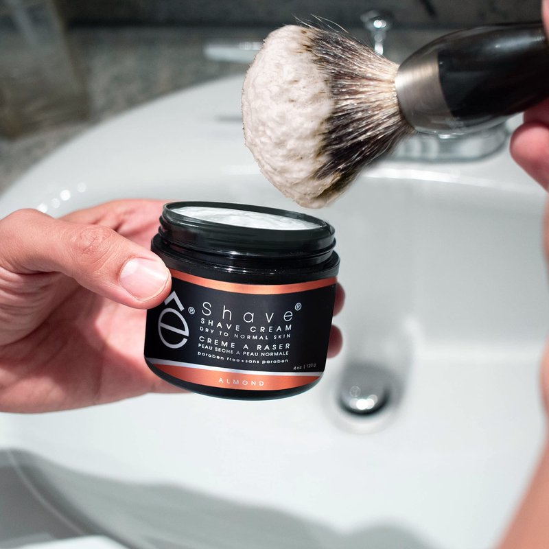 eShave Shaving Cream for Men 4 oz, Almond, prevents shaving irritation and razor burn, generates a rich lather for a soft, silky, Smoothest Shave