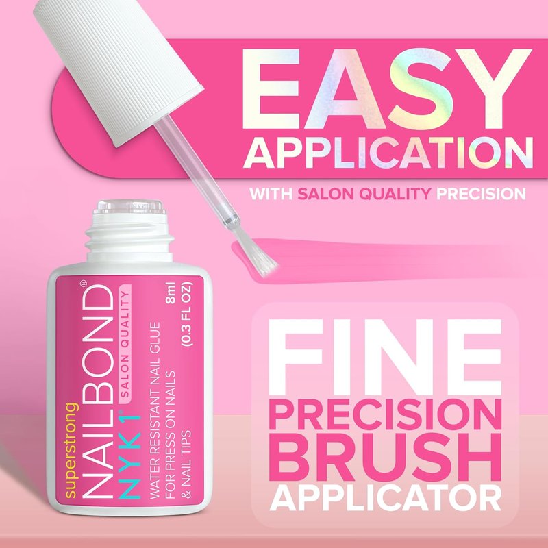 NailBond Super Strong Nail Glue - Long Lasting Brush-On Adhesive for Press-On & Acrylic Nails | 8ml