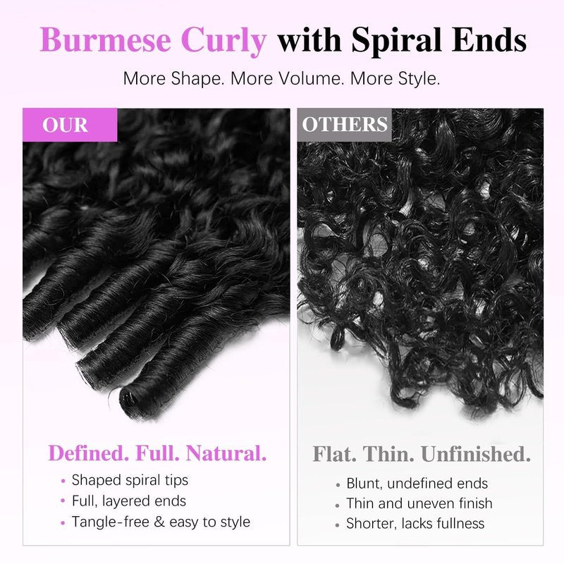 Burmese Curly Half Wig - 12 Inch Human Hair, 200% Density | Glueless, Beginner-Friendly Design