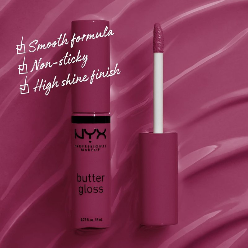 NYX PROFESSIONAL MAKEUP Butter Gloss - Non-Sticky Lip Gloss in Cranberry Pie (Mauve Purple)