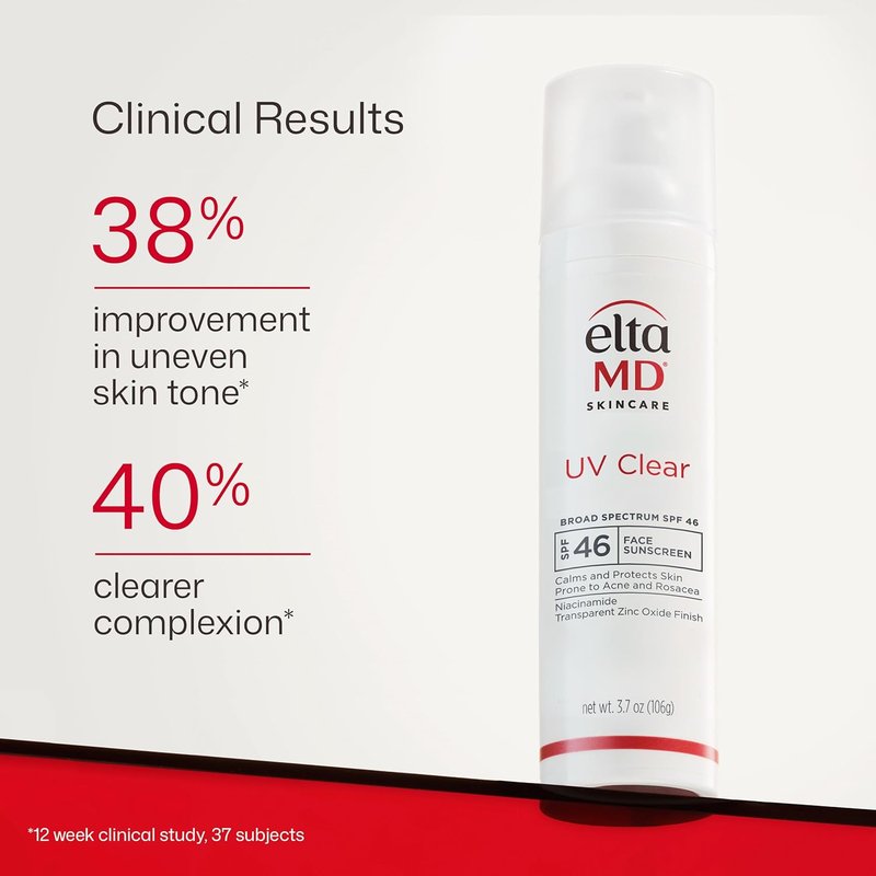 EltaMD UV Clear Face Sunscreen SPF 46 - Oil-Free Zinc Oxide Formula for Acne-Prone Skin | 3.7 oz