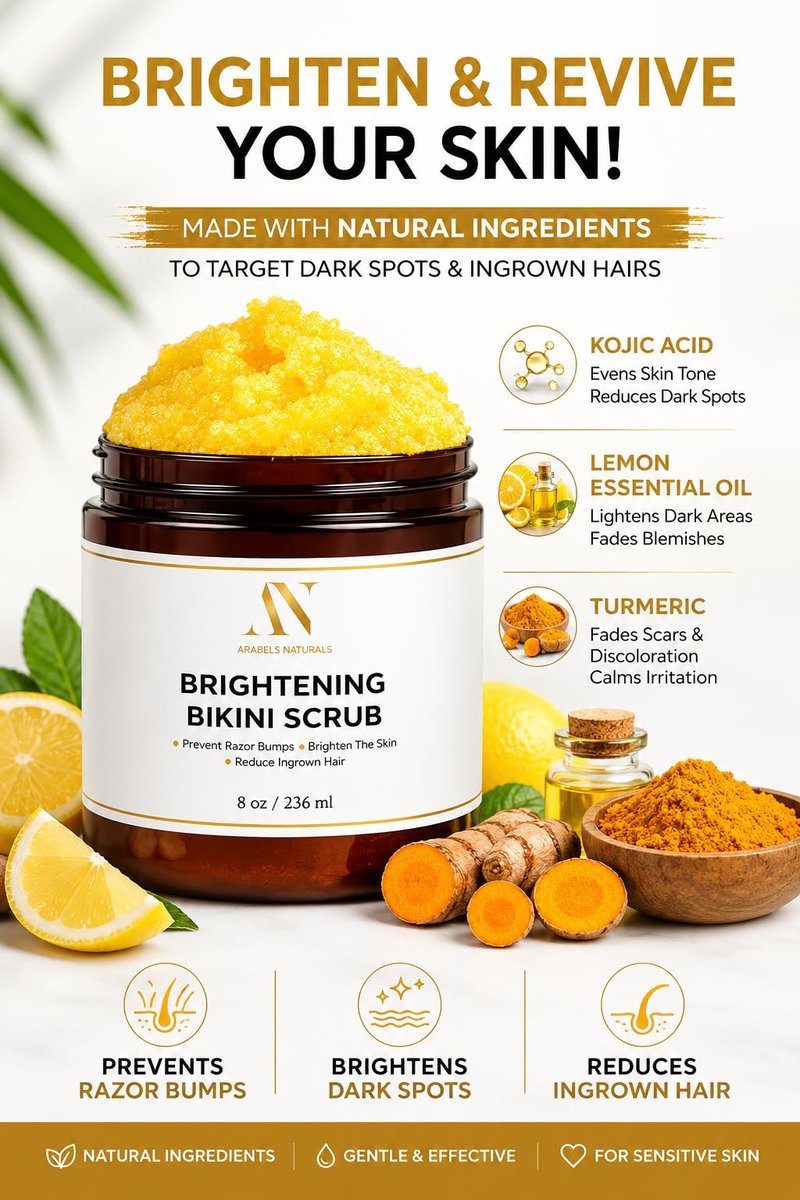 Bikini Area Exfoliator Exfoliating Body Scrub, Brightening Body Exfoliator Exfoliating Scrub, Bump Eraser KP Body Exfoliant Shower Scrub Ingrown Hair Treatment Razor Bump Treatment Body Scrubs 8 OZ