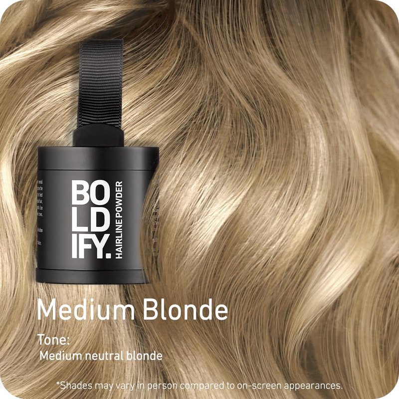 BOLDIFY Hairline Powder (LARGE, 10g) - Water-Resistant Root Touch Up Hair Color for Gray Coverage - 24-Hour Stain-Proof, Mess-Free Hair Powder for Thinning Hair - Medium Brown