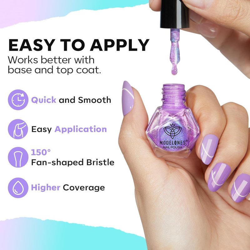 Modelones Chameleon Nail Polish Set - 6 Colors Holographic Quick Dry Mini Lacquer | Gift for Women & Girls