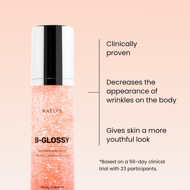 MAËLYS B-GLOSSY Hyaluronic Acid Body Serum - Firming & Hydrating Body Serum for Crepey Skin - Peptides + Meadowfoam - Helps Smooth Look of Wrinkles & Aging Skin - Lightweight Firming Serum (3.4 Fl Oz)